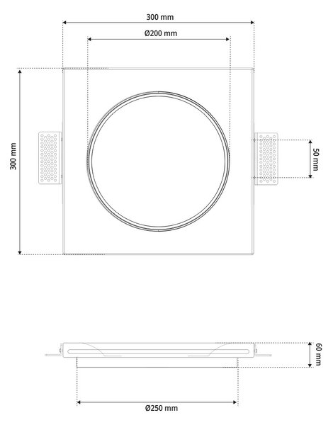Lampada LED da incasso 85W Luna Crescente 30x30 cm in Gesso