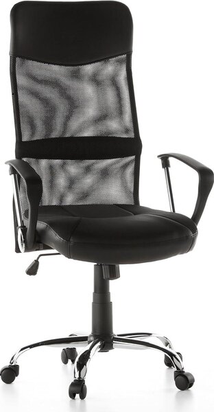 Silecomplaza 668010: Sedia da ufficio ARTON 20, rivestita in ecopelle nera, ideale per l'home office, con schienale a rete e funzione girevole