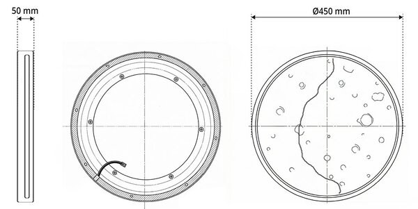 Plafoniera LED 14.5W Tonda Ø450mm Luna Crescente in Gesso