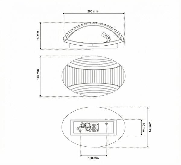 Applique Tonda da Parete 2xG9 Rigata in Gesso Pitturabile