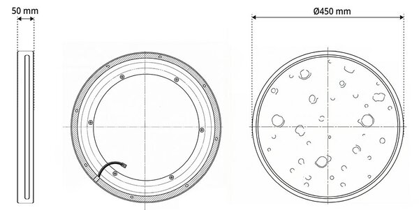 Plafoniera LED 14.5W Tonda Ø450mm Luna Piena in Gesso