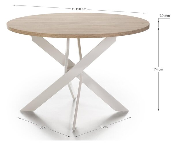 Tavolo da pranzo rotondo con piano effetto rovere ø 120 cm Ther – Marckeric