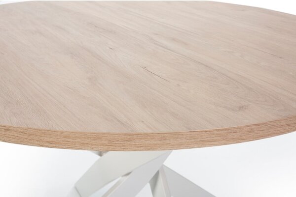 Tavolo da pranzo rotondo con piano effetto rovere ø 120 cm Ther – Marckeric