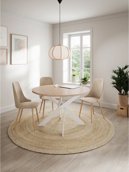 Tavolo da pranzo rotondo con piano effetto rovere ø 120 cm Ther – Marckeric