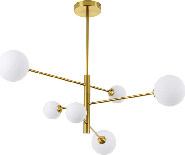 Lampadario Dorado oro-bianco 6xG9x40W in vetro, dimensioni: 59,5x79x79 cm, IP20, Light Prestige