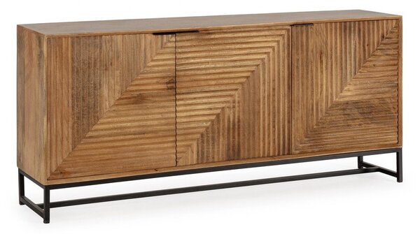 Cassettiera di colore naturale in mango massiccio 170x79x40 cm Nereida – MOME