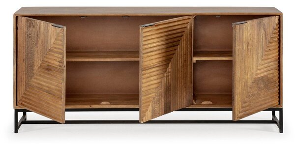Cassettiera di colore naturale in mango massiccio 170x79x40 cm Nereida – MOME