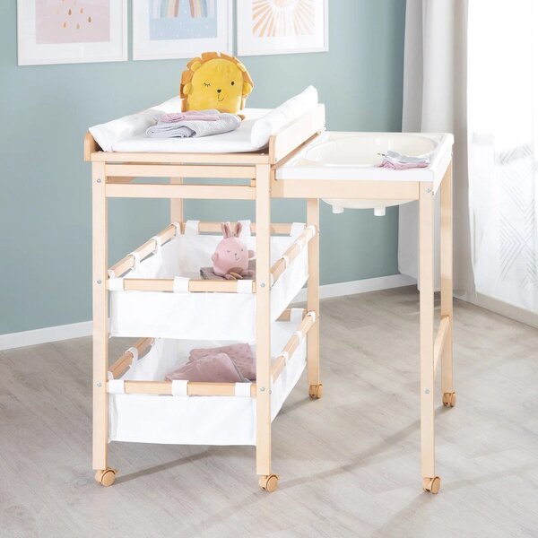Fasciatoio bianco/di colore naturale con effetto betulla Baby Pool – Roba
