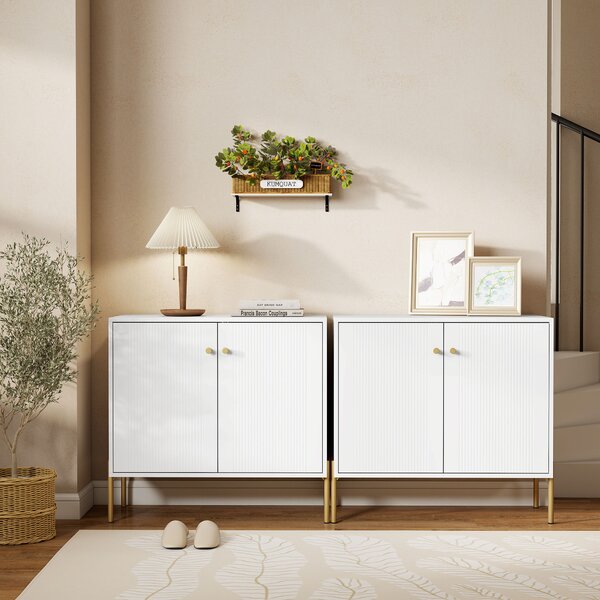 HOMCOM Madia Moderna 2 Ante, Ripiani Regolabili, Piano Effetto Marmo, Gambe in Acciaio 80 x 39,1 x 76 cm, Bianco | Aosom Italy