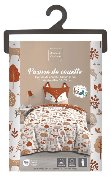 Set copripiumino e federa da bambini bianco/color terracotta in cotone per letto singolo 140x200 cm Roxy – douceur d'intérieur
