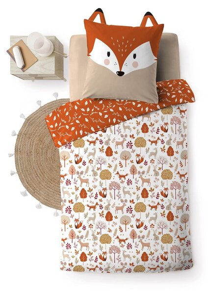 Set copripiumino e federa da bambini bianco/color terracotta in cotone per letto singolo 140x200 cm Roxy – douceur d'intérieur