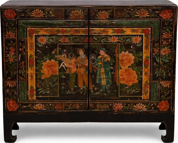 Fine Asianliving Antico armadio cinese dipinto a mano L86xP38xH73cm Armadio cinese Armadio nuziale cinese Mobili orientali Mobili asiatici