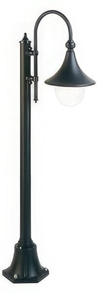 Palo in pressofusione di alluminio LAMPARA PALO E27 Dimensioni 24x44x h 135 cm Diffusore in termoplastico trasparente colore NERO