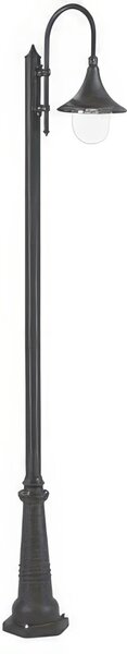 Struttura in pressofusione di alluminio LAMPARA PALO ALTO E27 Dimensioni 26x44x h 230 cm Diffusore in termoplastico trasparente colore NERO
