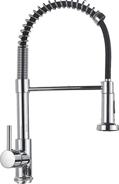 Rubinetto per lavello da cucina, acciaio inox, con doccetta estraibile, cromato B