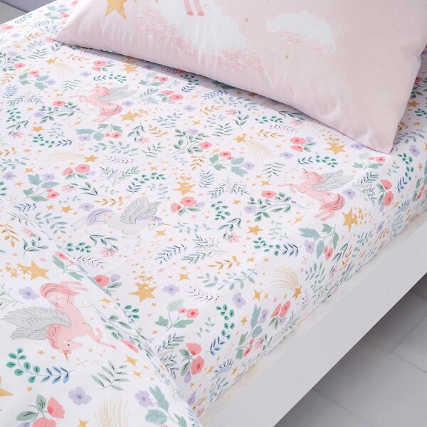 Lenzuolo con angoli per bambini per letto singolo 90x190 cm Fairytale Unicorn – Catherine Lansfield