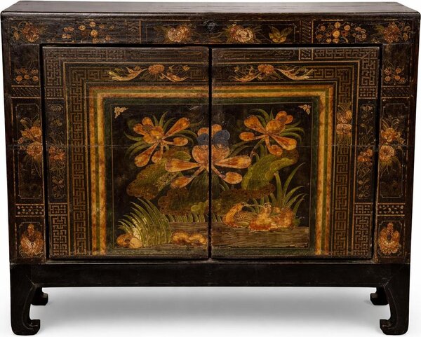 Fine Asianliving Antico armadio cinese dipinto a mano L88xP38xH76cm Armadio cinese Armadio nuziale cinese Mobili orientali Mobili asiatici