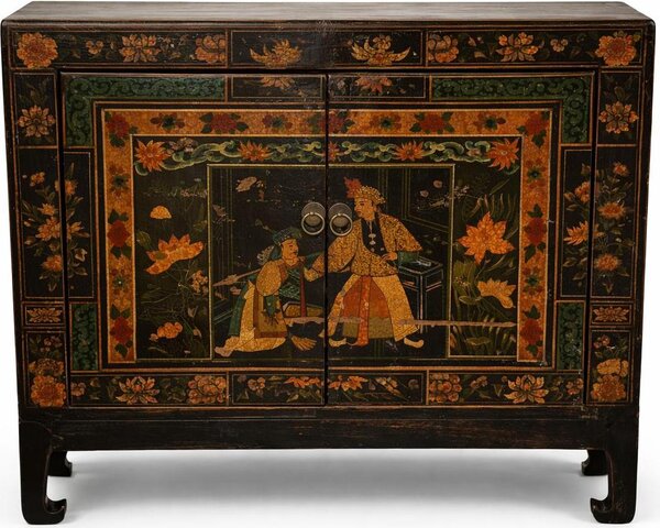 Fine Asianliving Armadio cinese antico Dipinto a mano L89xP39xH72cm Armadio cinese Armadio nuziale cinese Mobili orientali Asiatici
