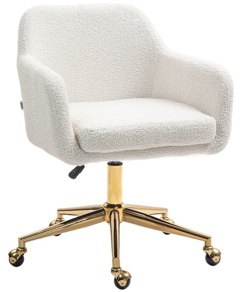 HOMCOM Sedia da ufficio sedia girevole con ruote altezza regolabile seduta girevole a 360° 60 x 61 x 79-88 cm crema