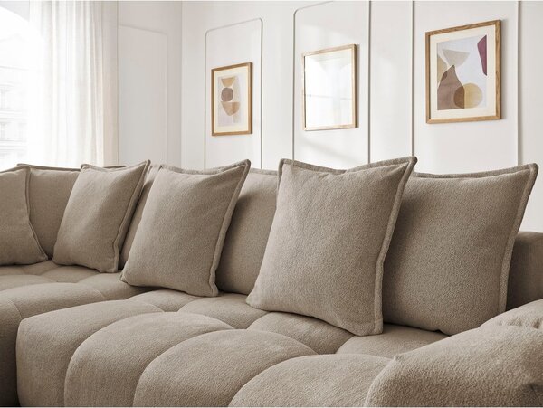 Divano angolare grigio tortora allungabile e con contenitore (penisola a sinistra/a L) con rivestimento in ciniglia Everest – Bobochic Paris