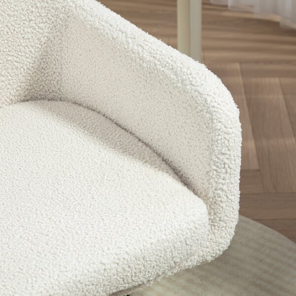 HOMCOM Sedia da ufficio sedia girevole con ruote altezza regolabile seduta girevole a 360° 60 x 61 x 79-88 cm crema
