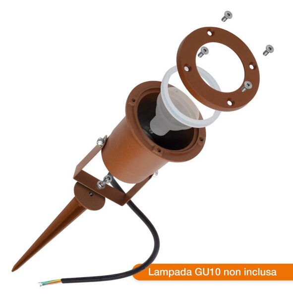 Faretto da Giardino con Picchetto GU10 - CORTEN Colore Corten