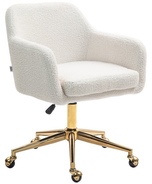 HOMCOM Sedia da ufficio sedia girevole con ruote altezza regolabile seduta girevole a 360° 60 x 61 x 79-88 cm crema