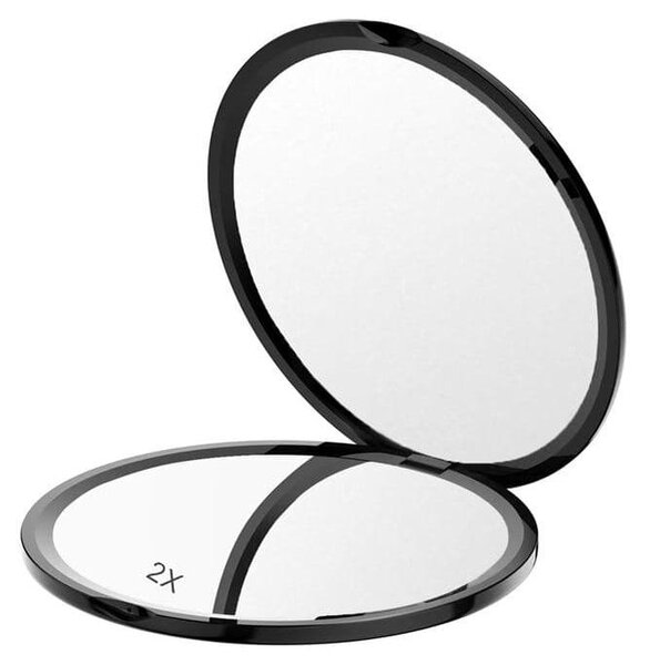 Specchio tascabile UNIQ Mini, compatto, con ingrandimento 2x, nero, 5 cm