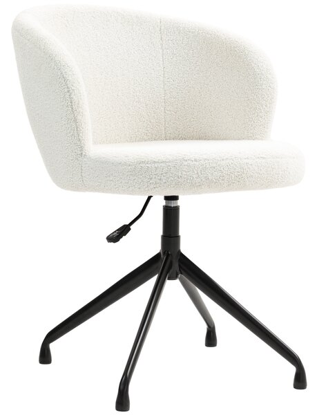 HOMCOM Sedia da ufficio ergonomica sedia girevole altezza regolabile capacità 120 kg rivestimento in tessuto bouclé bianco