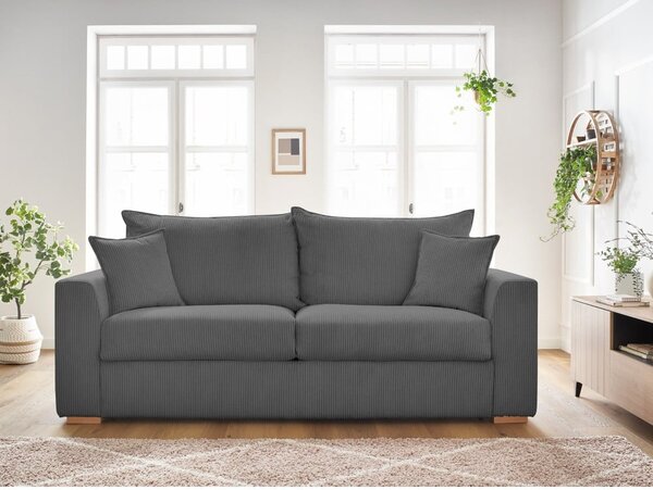 Divano grigio allungabile con rivestimento in velluto a coste 225 cm Augustin – Bobochic Paris