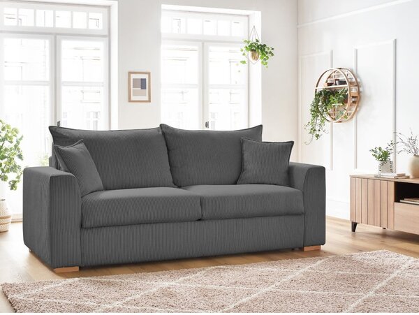 Divano grigio allungabile con rivestimento in velluto a coste 225 cm Augustin – Bobochic Paris