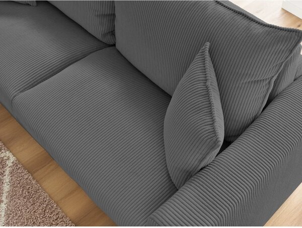 Divano grigio allungabile con rivestimento in velluto a coste 225 cm Augustin – Bobochic Paris