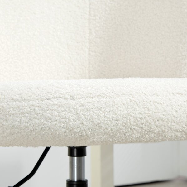 HOMCOM Sedia da ufficio ergonomica sedia girevole altezza regolabile capacità 120 kg rivestimento in tessuto bouclé bianco