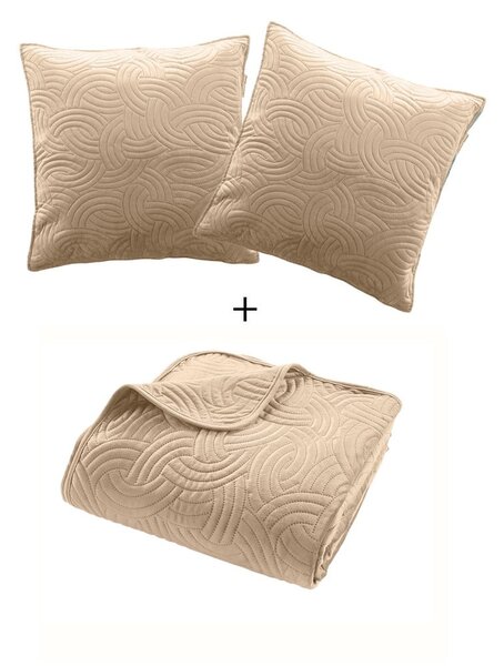 Set con copriletto e federa marrone chiaro in velluto 240x260 cm Solange – douceur d'intérieur