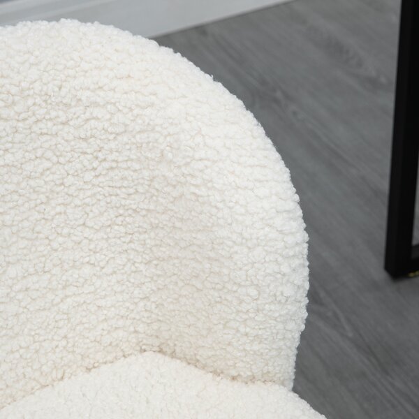 HOMCOM Sedia da Ufficio Senza Braccioli, Regolabile in Altezza, Girevole a 360°, Peso Massimo 120 Kg, in Tessuto Effetto Lana, Bianco | Aosom Italy