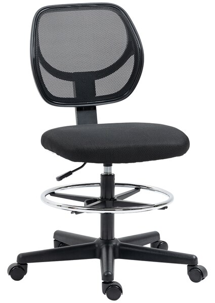 Vinsetto Sedia da ufficio con seduta alta in mesh altezza regolabile 50-70 cm con poggiapiedi girevole 360° nero