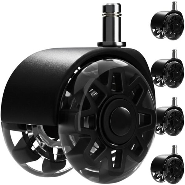 Ruhhy 26294 Set di ruote girevoli per sedie da ufficio 5 pezzi, nero