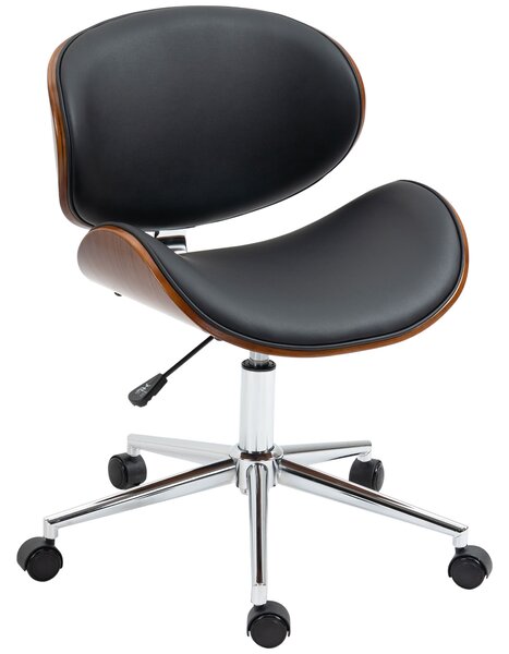 Vinsetto Sedia da ufficio design vintage altezza regolabile girevole 360° legno di pioppo rivestimento sintetico 53 x 53 x 77-87 cm
