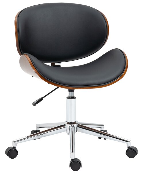 Vinsetto Sedia da ufficio design vintage altezza regolabile girevole 360° legno di pioppo rivestimento sintetico 53 x 53 x 77-87 cm