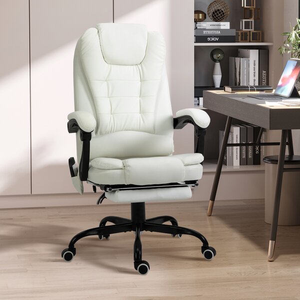Vinsetto Sedia da Ufficio Ergonomica con Funzione Massaggio, 68 x 72 x 110–120 cm, Crema | Aosom Italy
