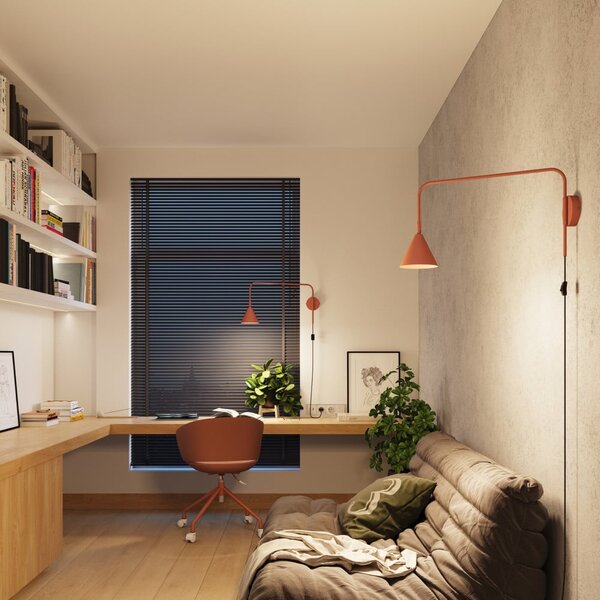 Lampada da parete color terracotta con alimentazione a corrente Zylo – Sollux
