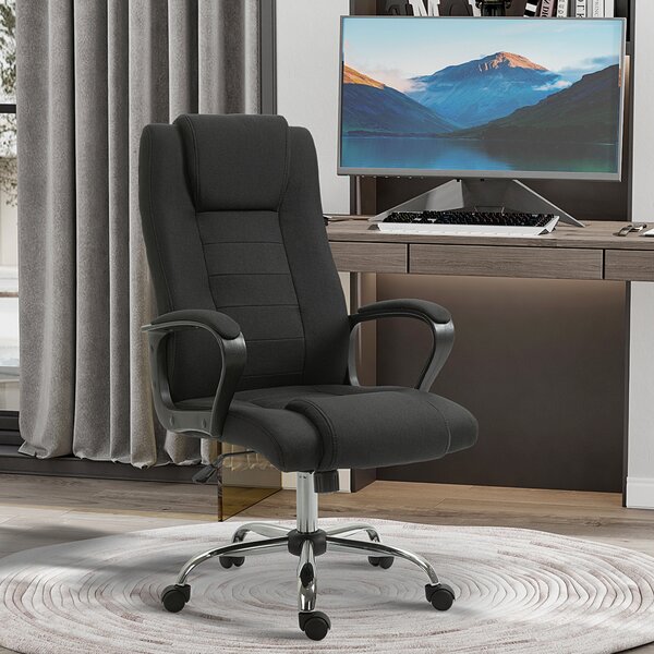Vinsetto Sedia da Ufficio Ergonomica, Basculante e Imbottita con Altezza Regolabile, 62x76x110-119 cm, Nero | Aosom Italy