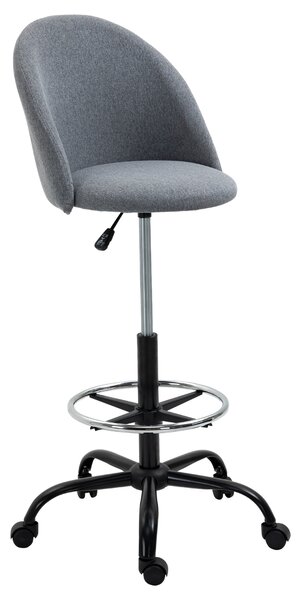 Vinsetto Sedia da ufficio seduta alta regolabile 105-125H cm sgabello da ufficio girevole 360° lino grigio