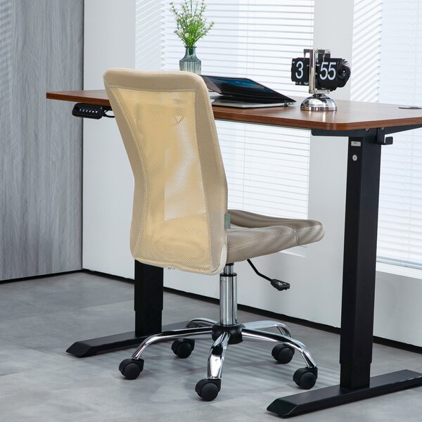 Vinsetto Sedia da ufficio ergonomica regolabile in altezza girevole a 360° rivestimento maglia beige