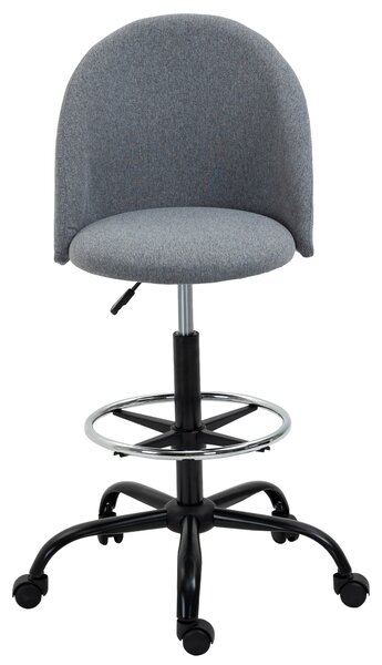 Vinsetto Sedia da ufficio seduta alta regolabile 105-125H cm sgabello da ufficio girevole 360° lino grigio