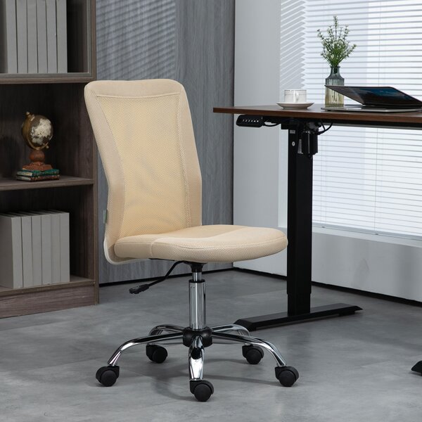 Vinsetto Sedia da ufficio ergonomica regolabile in altezza girevole a 360° rivestimento maglia beige