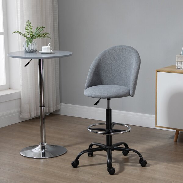 Vinsetto Sedia da ufficio seduta alta regolabile 105-125H cm sgabello da ufficio girevole 360° lino grigio