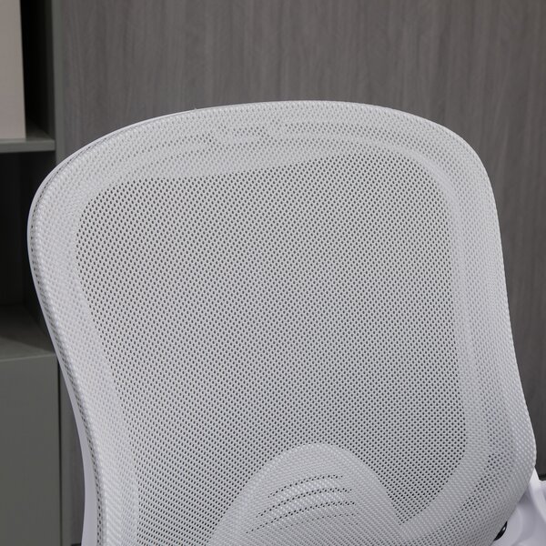 Vinsetto Sedia da ufficio sedia da ufficio con seduta alta regolabile poggiapiedi pieghevole girevole 360° maglia traspirante dim. 64L x 60l x 106-126H cm grigio e bianco