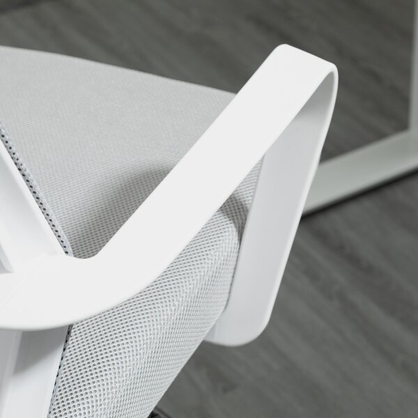 Vinsetto Sedia da ufficio poltrona da ufficio altezza regolabile dim. 64L x 59P x 104-124H cm sgabello da ufficio girevole 360° maglia traspirante grigio e bianco