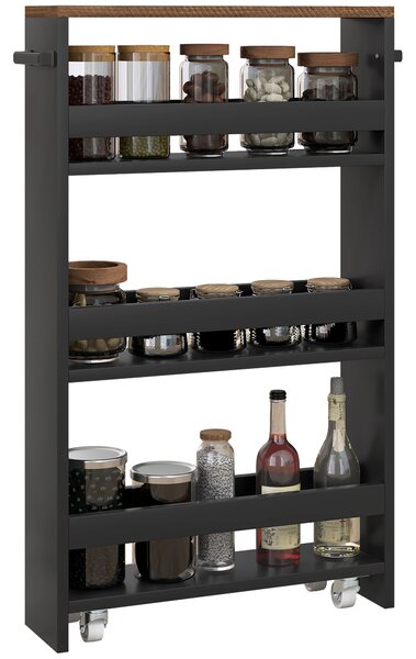 HOMCOM Carrello portaoggetti su ruote 3 livelli di archiviazione e maniglia, dim. 51,5l x 13P x 80H cm